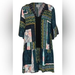 Maeve Anthropologie Peasant Patchwork Mixed Pattern Lace Detail Dress Size Small